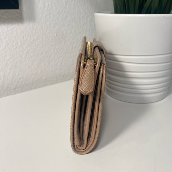 Prada Saffiano Leather Bifold Wallet In Beige - Picture 11 of 13